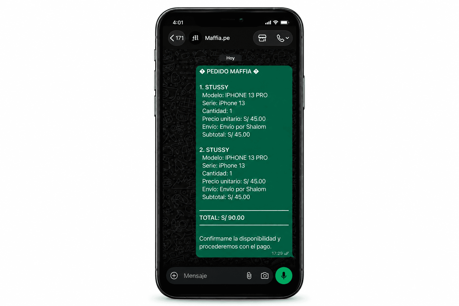 WhatsApp checkout